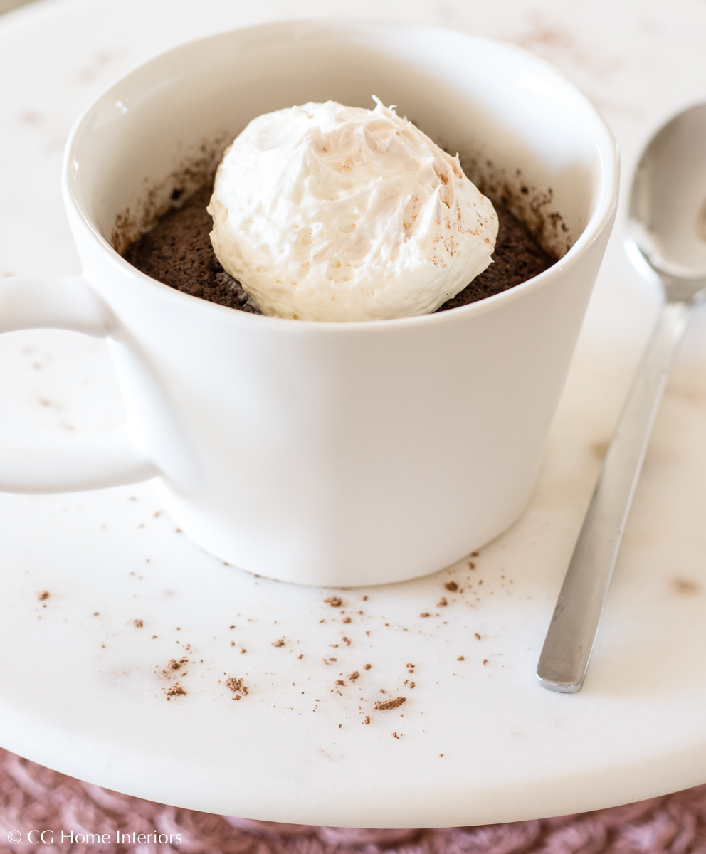 90-second Keto Thin Mint Mug Cake w/ Cheesecake Frosting