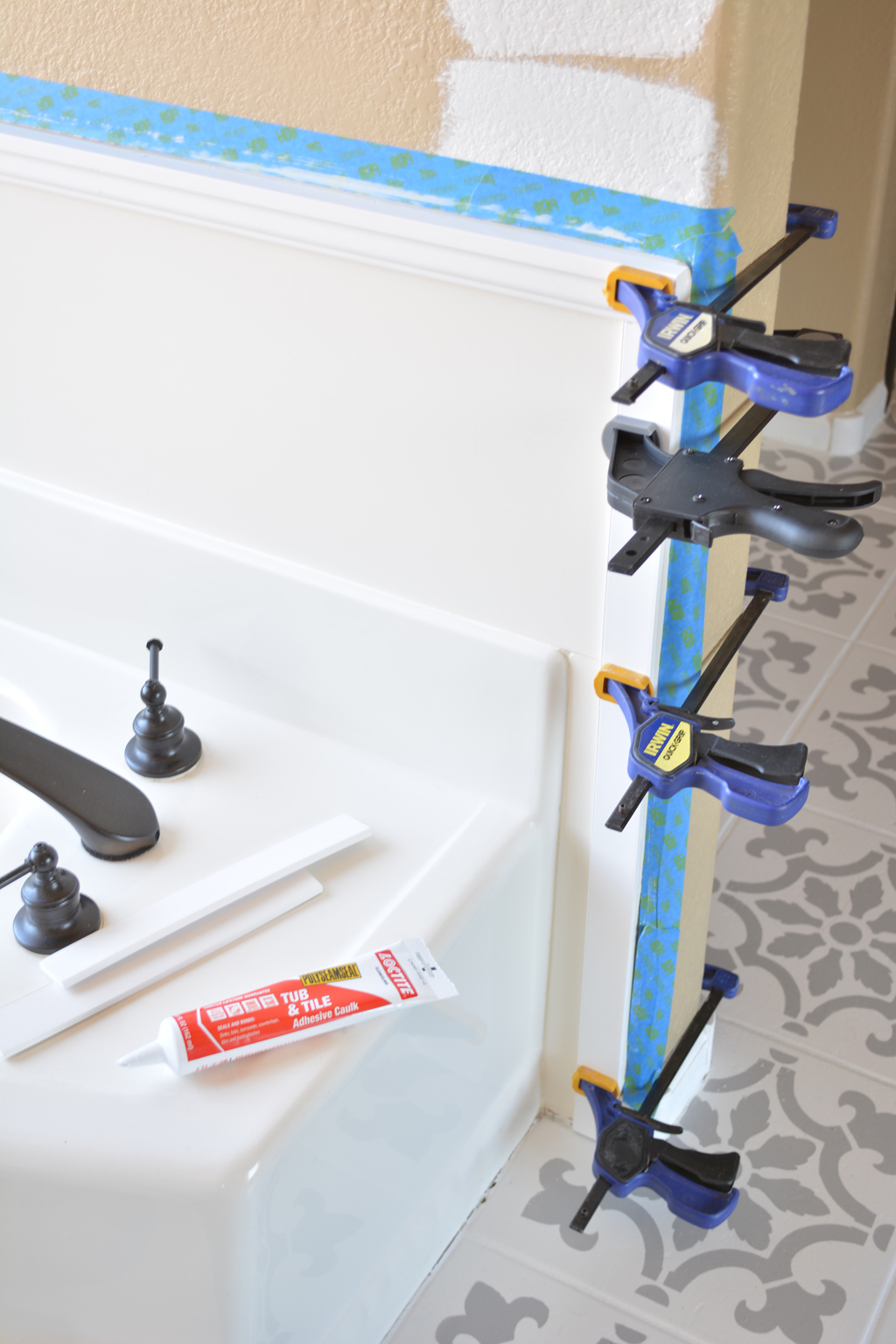 Inexpensive Tub Update with Decorative Moulding