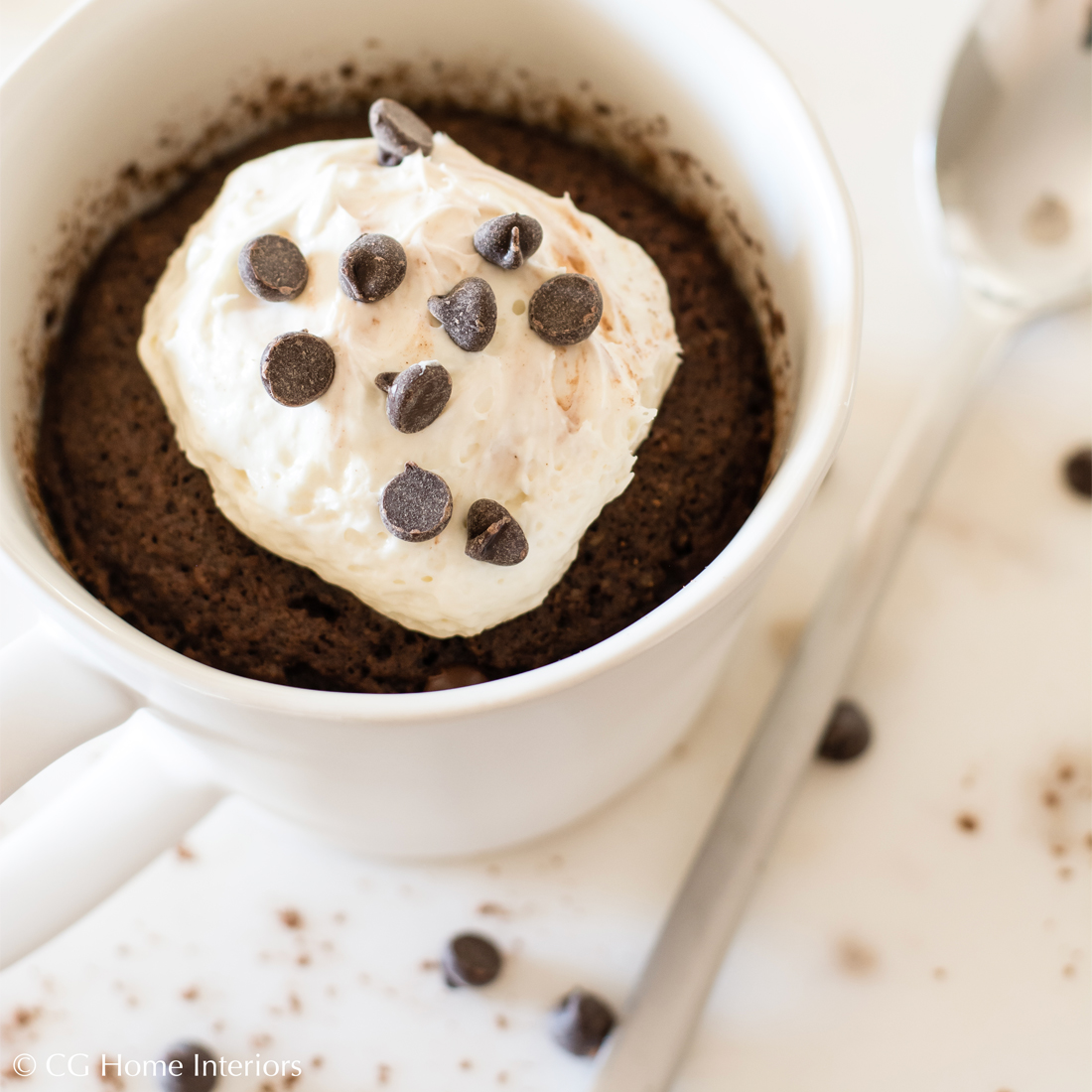 90-second Keto Thin Mint Mug Cake w/ Cheesecake Frosting