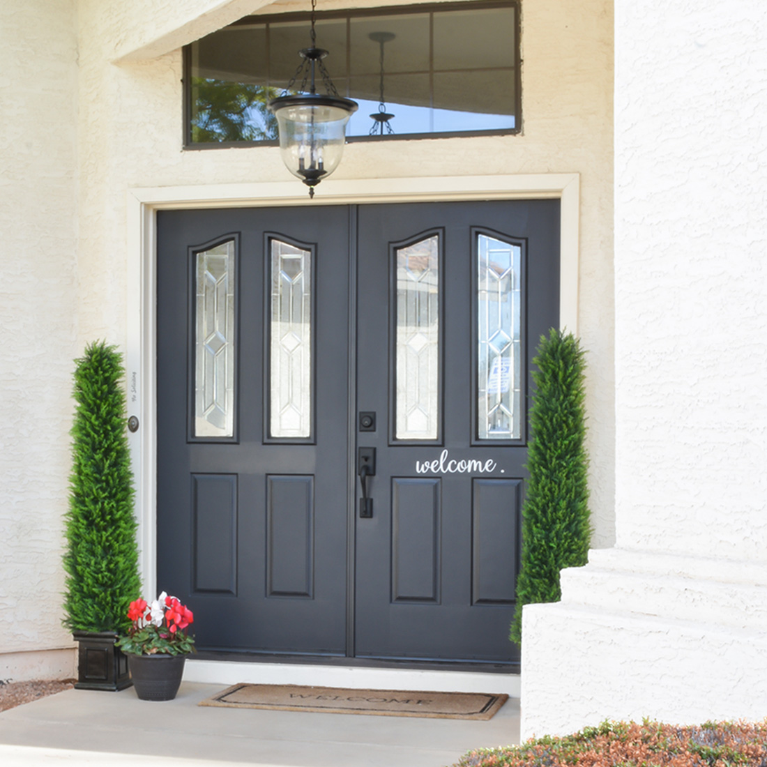 Painted front door in SW tricorn black