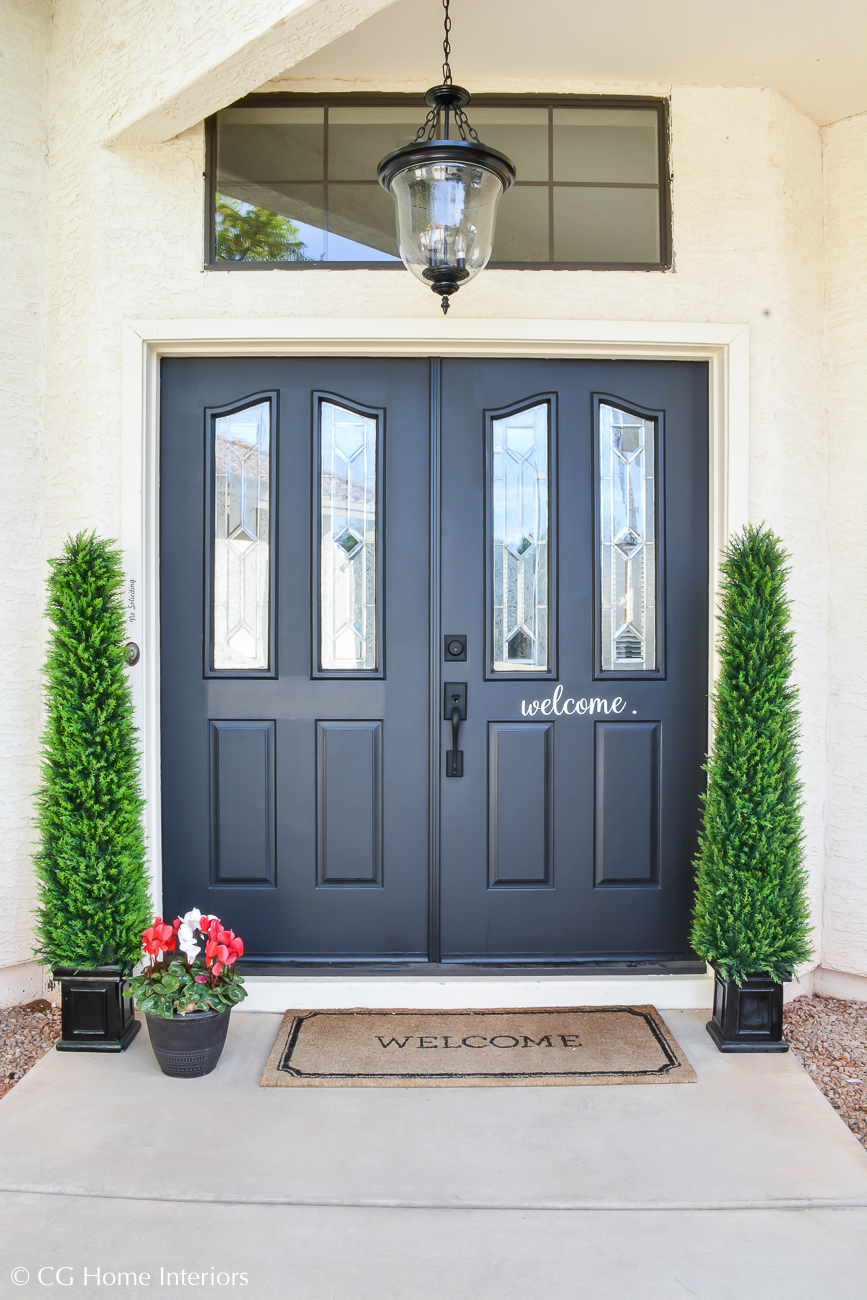 Painted front door in SW tricorn black