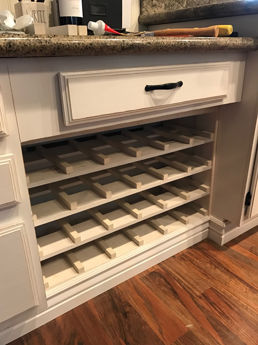 Built in Desk Converted to Wine Rack